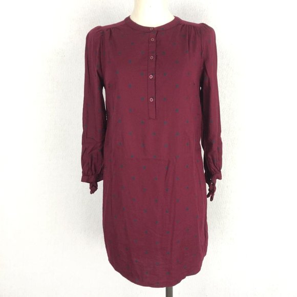 Old Navy Burgundy Polka Dot Tunic Mini Dress Sz XS - Picture 1 of 8